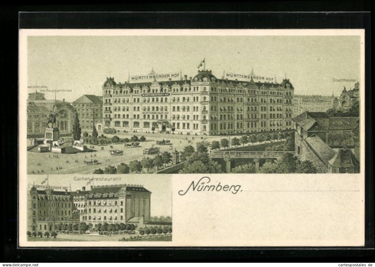 Künstler-AK Nürnberg, Hotel Württemberger Hof  - Nuernberg