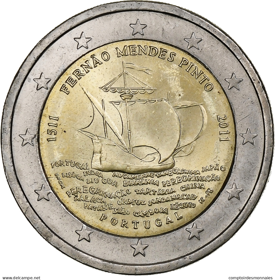 Portugal, 2 Euro, 2011, Mendes Pinto, SPL, Bimétallique - Portugal