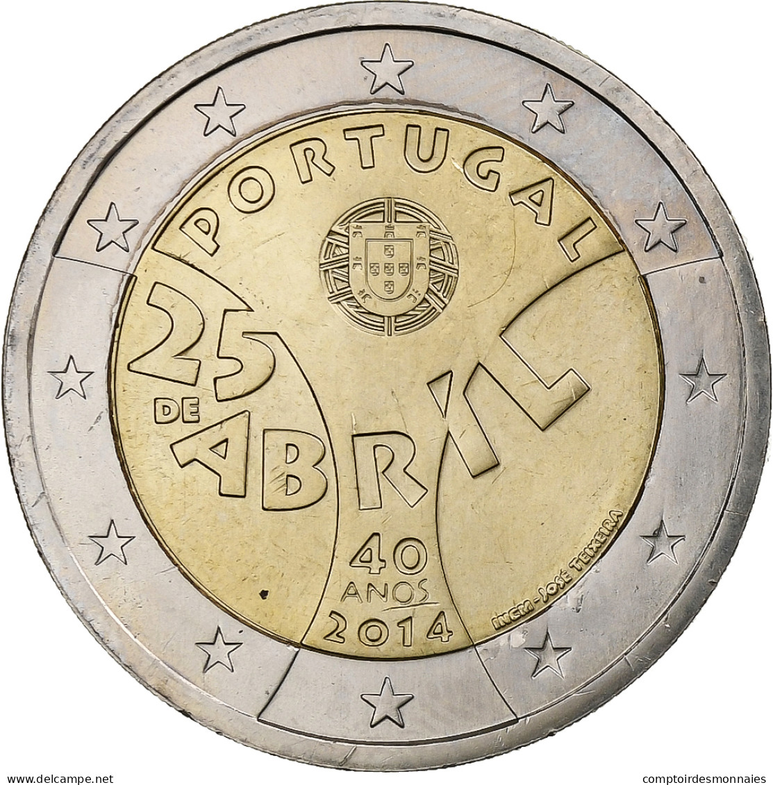 Portugal, 2 Euro, Revolution Oeillets, 2014, Lisbonne, SPL, Bimétallique - Portugal