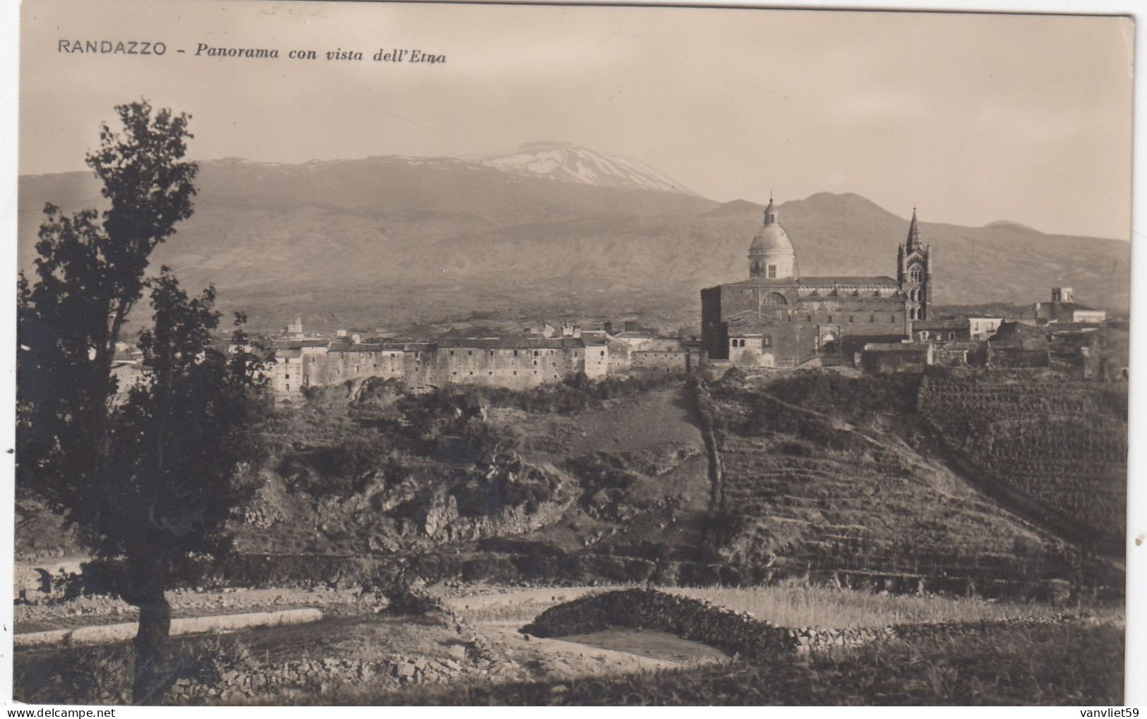 RANDAZZO-CATANIA-PANORAMA CON VISTA DELL'ETNA-CARTOLINA  VERA FOTOGRAFIA- NON VIAGGIATA 1925-1935 - Catania