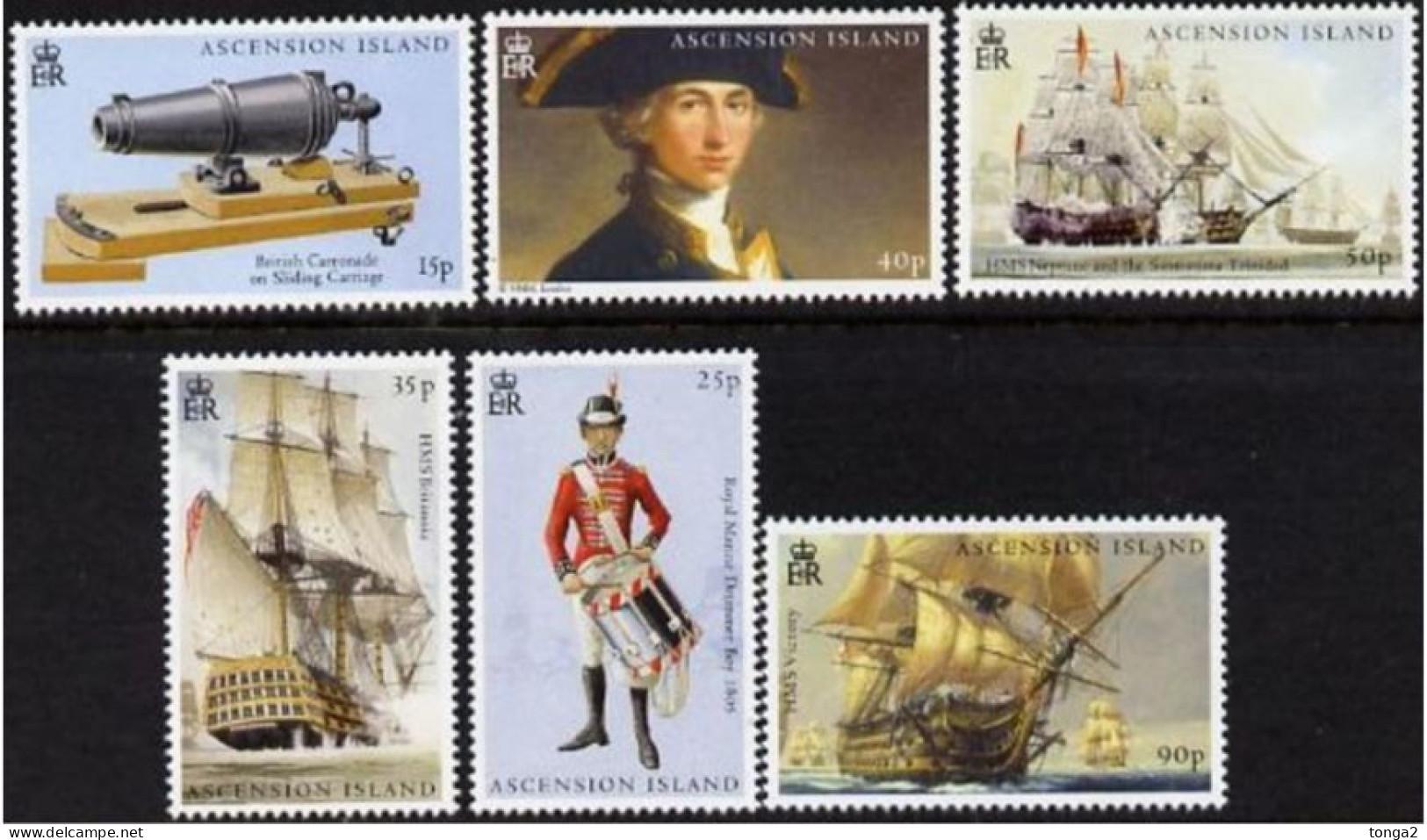 2005 Battle Of Trafalgar Set Ascension -90p  Value Has Wood Chips Affixed - Unusual - Ascension (Ile De L')