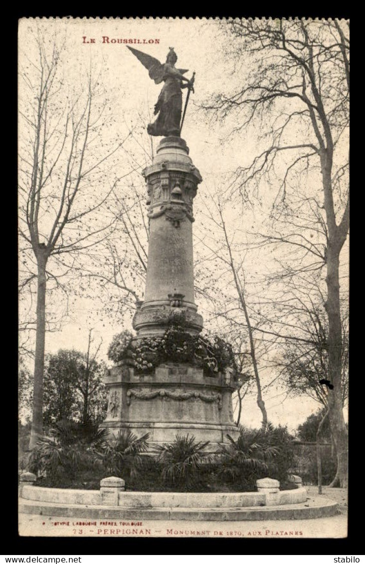 66 - PERPIGNAN - MONUMENT DE LA GUERRE DE 1870 AUX PLATANES - VOIR ETAT - Perpignan