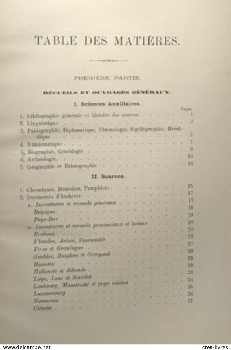 Bibliographie De L'Histoire De Belgique - Autres & Non Classés