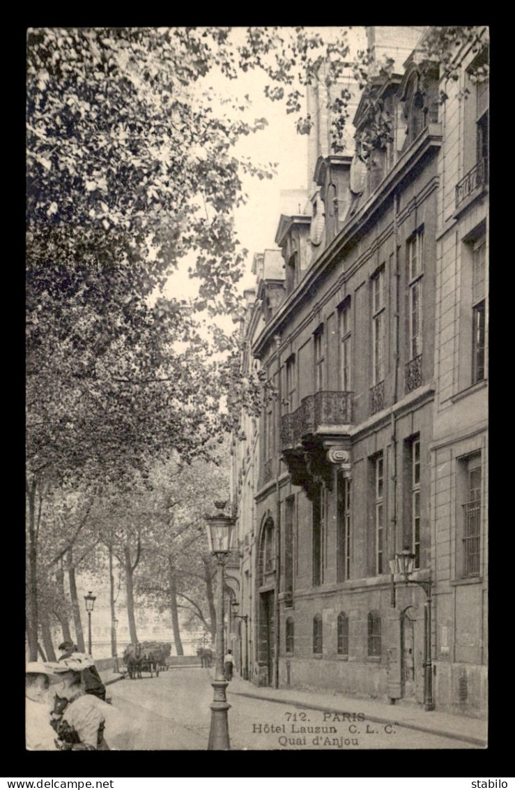 75 - PARIS 4EME - HOTEL LAUZUN, QUAI D'ANJOU - EDITEUR C.L.C. - Arrondissement: 04