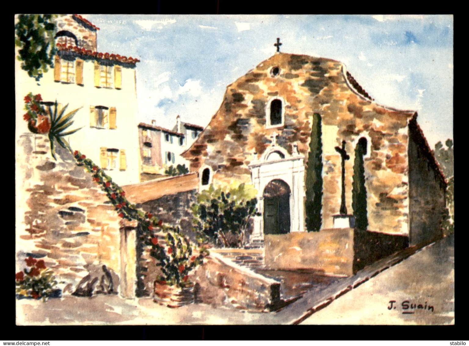 83 - BORMES-LES-MIMOSAS - L'EGLISE - CARTE SIGNEE J. SUAIN - Bormes-les-Mimosas