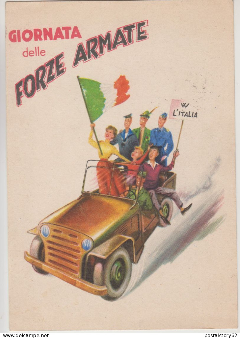 Giornata Delle Forze Armate. Cartolina Viaggiata 1954 - Patrióticos