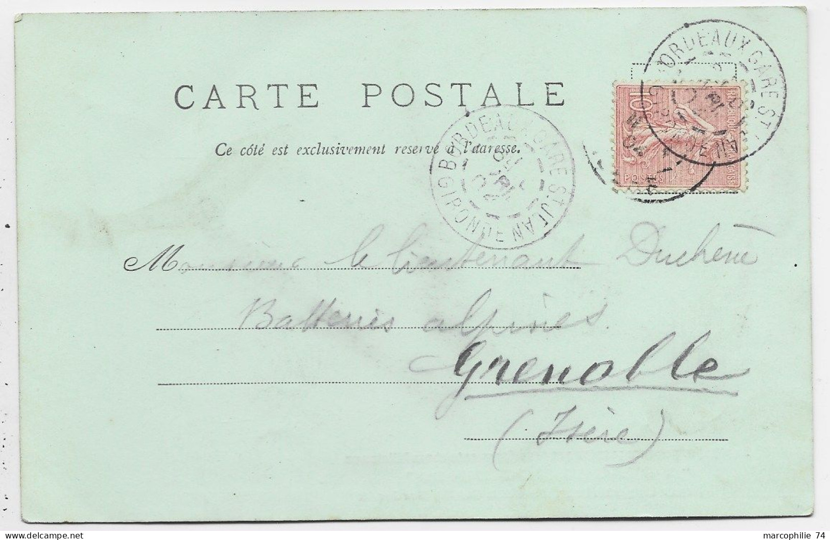 BORDEAUX CARTE PUB VOYAGES MODERNES COURS DU CHAPEAU ROUGE PLACE COMEDIE + VELO CYCLISTE FEMME MODE 1904 - Bordeaux