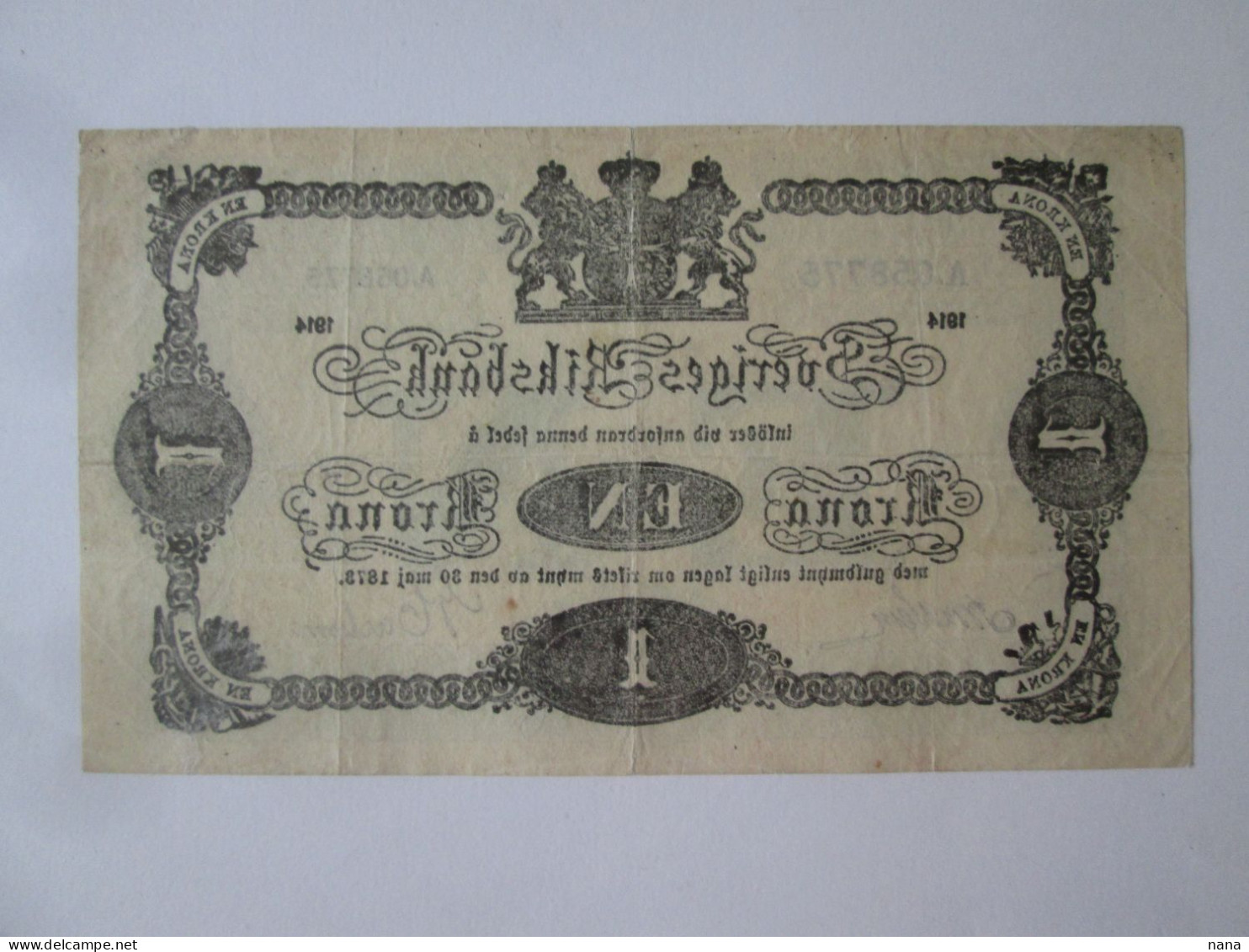 Sweden 1 Krona 1914 Banknote,see Pictures - Sweden