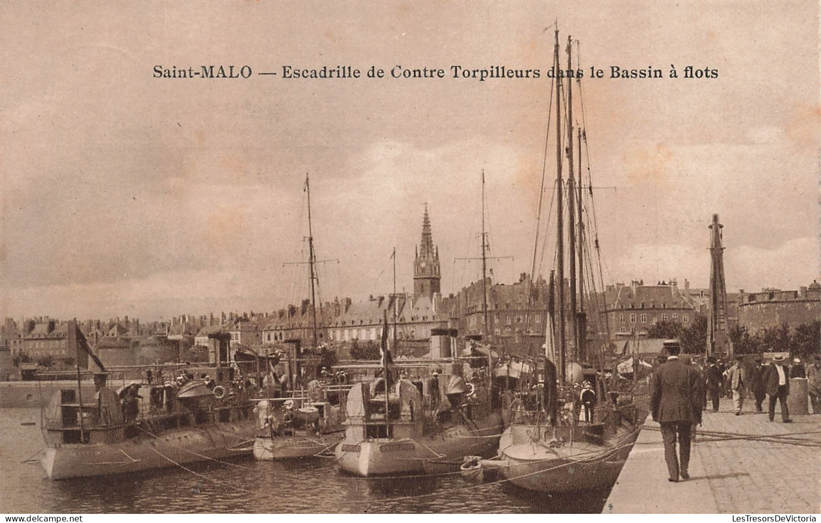 FRANCE - Saint Malo - Escadrille De Contre Torpilleurs Dans Le Bassin à Flots - Animé - Carte Postale Ancienne - Saint Malo