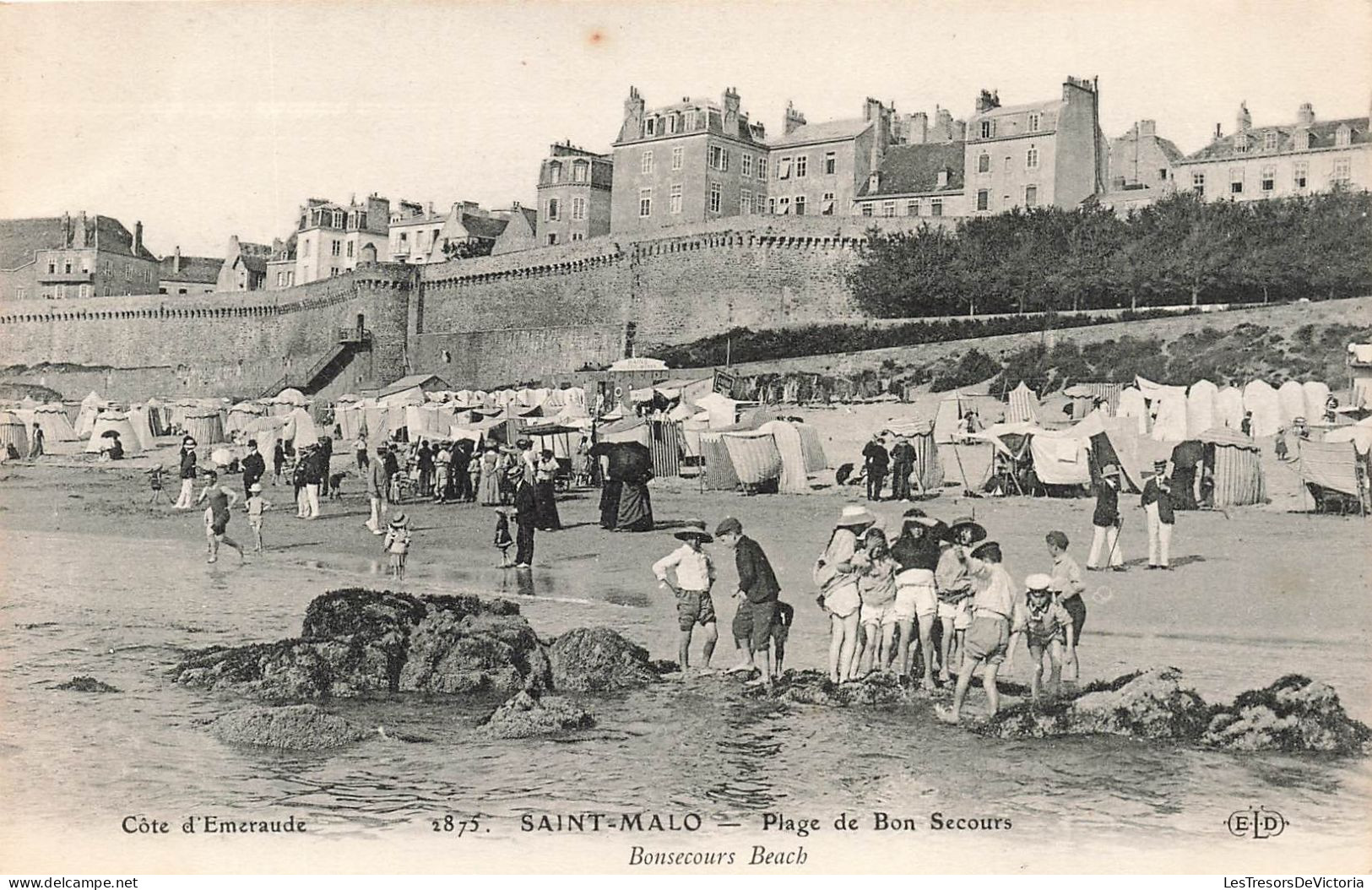 FRANCE - Saint Malo - Vue Sur La Plage De Bon Secours - Animé - Carte Postale Ancienne - Saint Malo