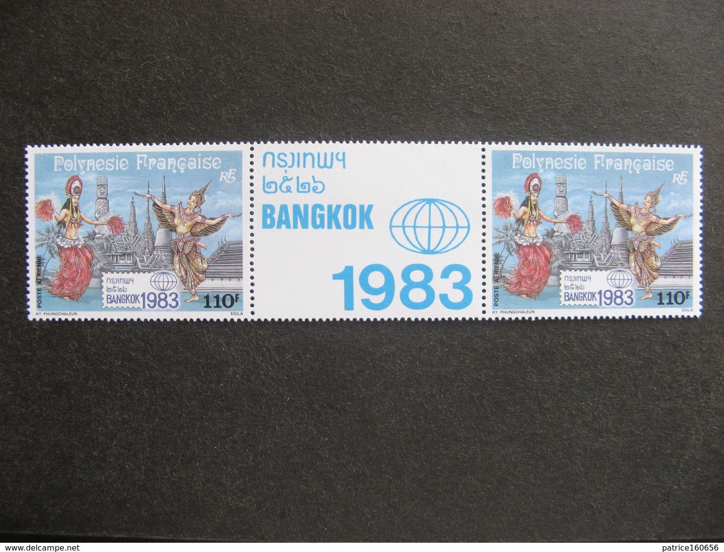Polynésie: TB Paire Avec Vignette Centrale PA N° 177A , Neuve XX . - Unused Stamps