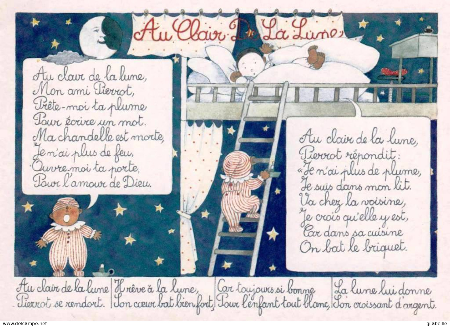 Illustrateur - Chanson -  Au Clair De La Lune - Zeitgenössisch (ab 1950)