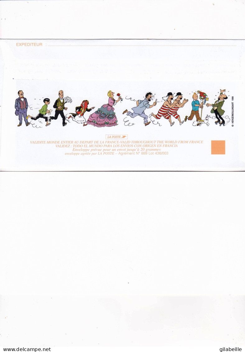 FRANCE - PAP - Entier Postal -  Tintin - Hergé -  Milou - Carte +enveloppe - Prêts-à-poster: Other (1995-...)
