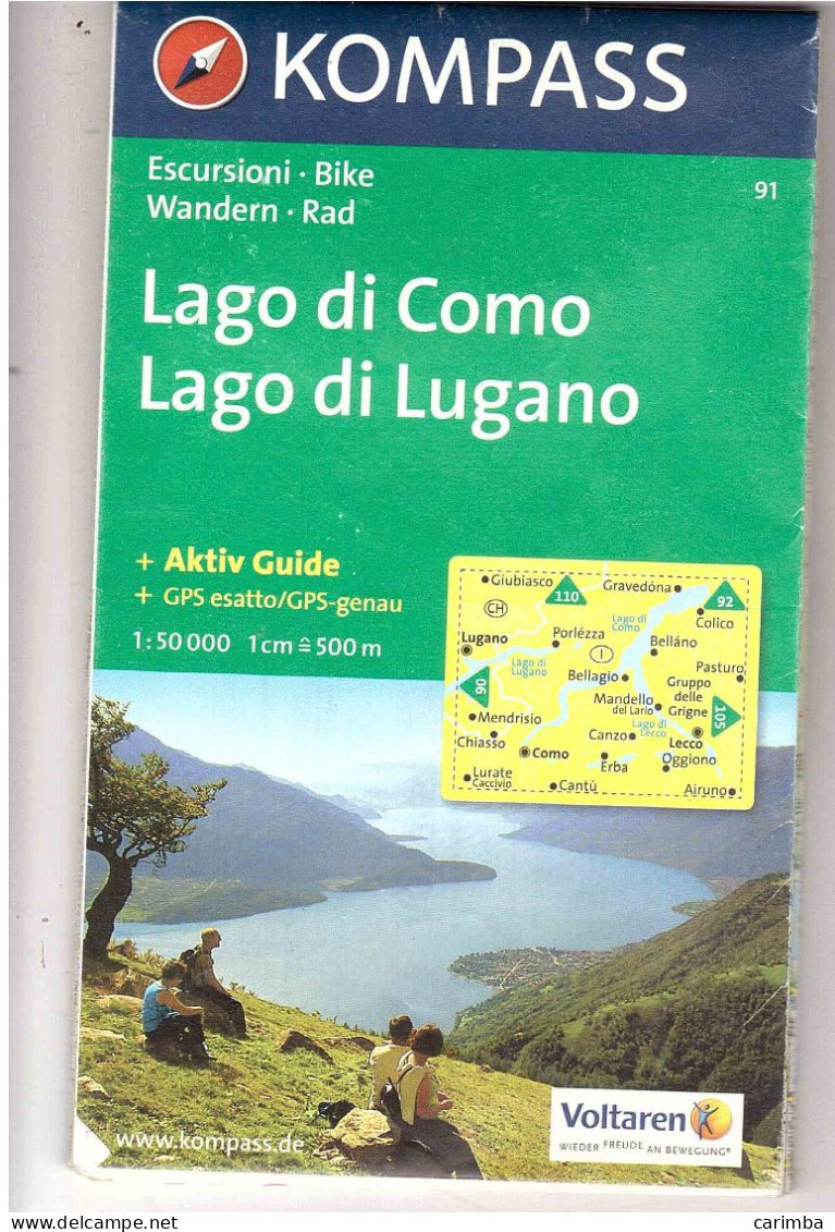 CARTINA KOMPASS LAGO DI COMO LAGO DI LUGANO - Toerisme, Reizen