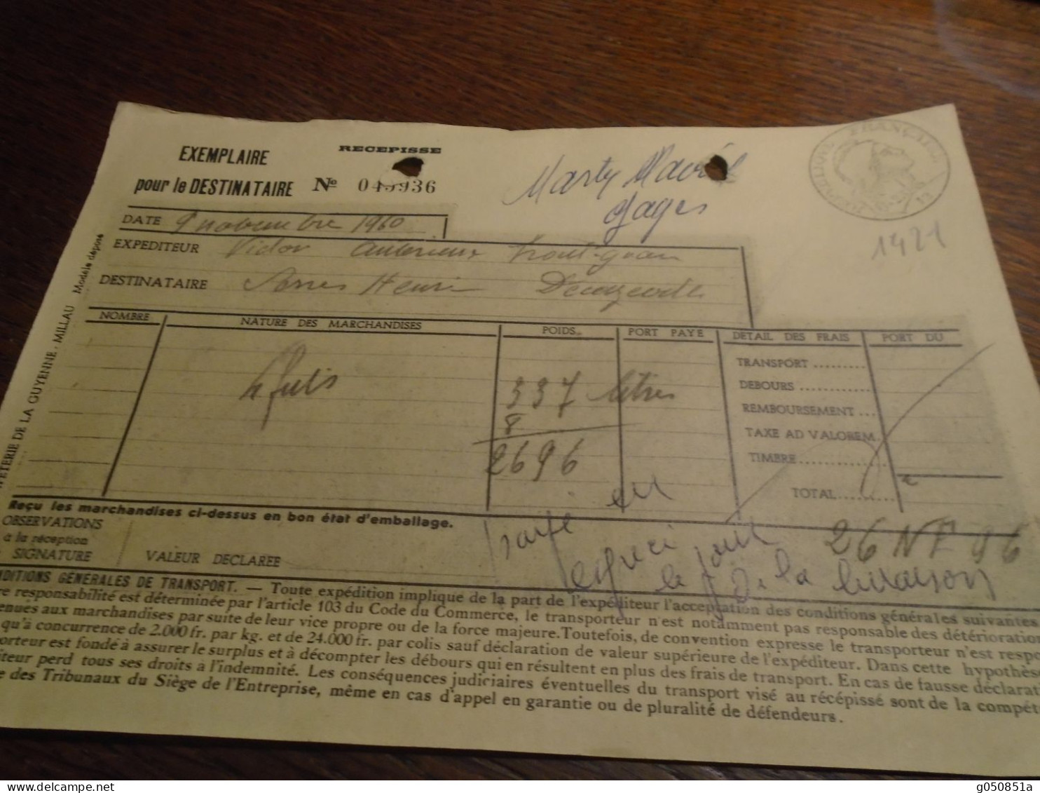 1960-  AVEYRON  Depart GAGES Pour Decazeville ) OBL /NOIRE TAMPON FISCAL  A 0,25 NOUVEAU /Francs+(12) - Lettres & Documents