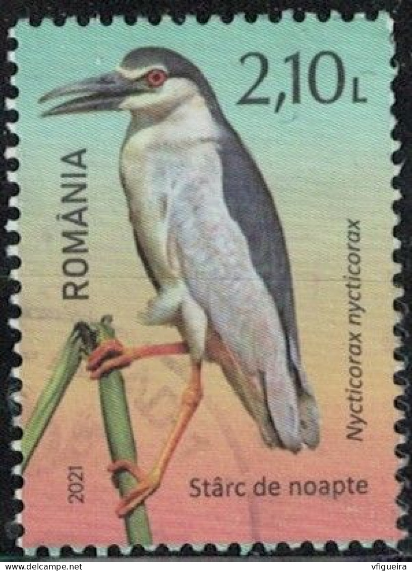 Roumanie 2021 Oblitéré Used Oiseau Nycticorax Nycticorax Bihoreau Gris Y&T RO 6675 SU - Usati