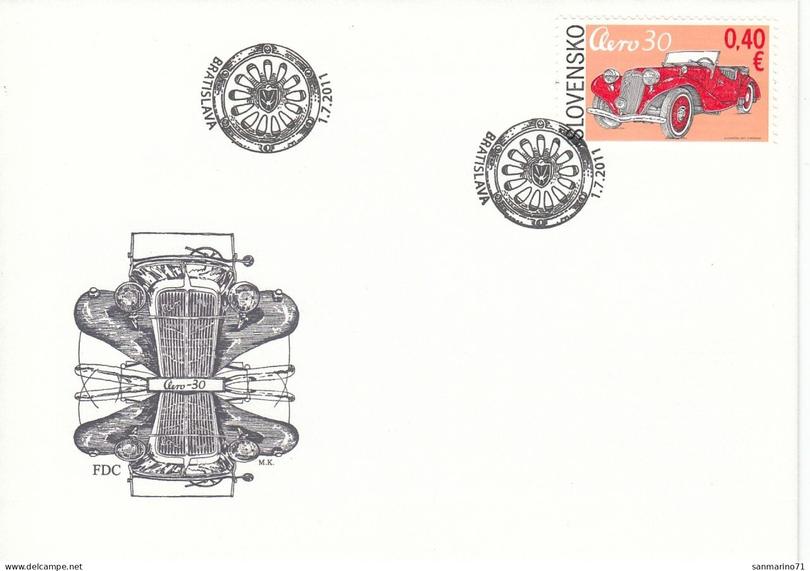 FDC SLOVAKIA 664,cars - FDC