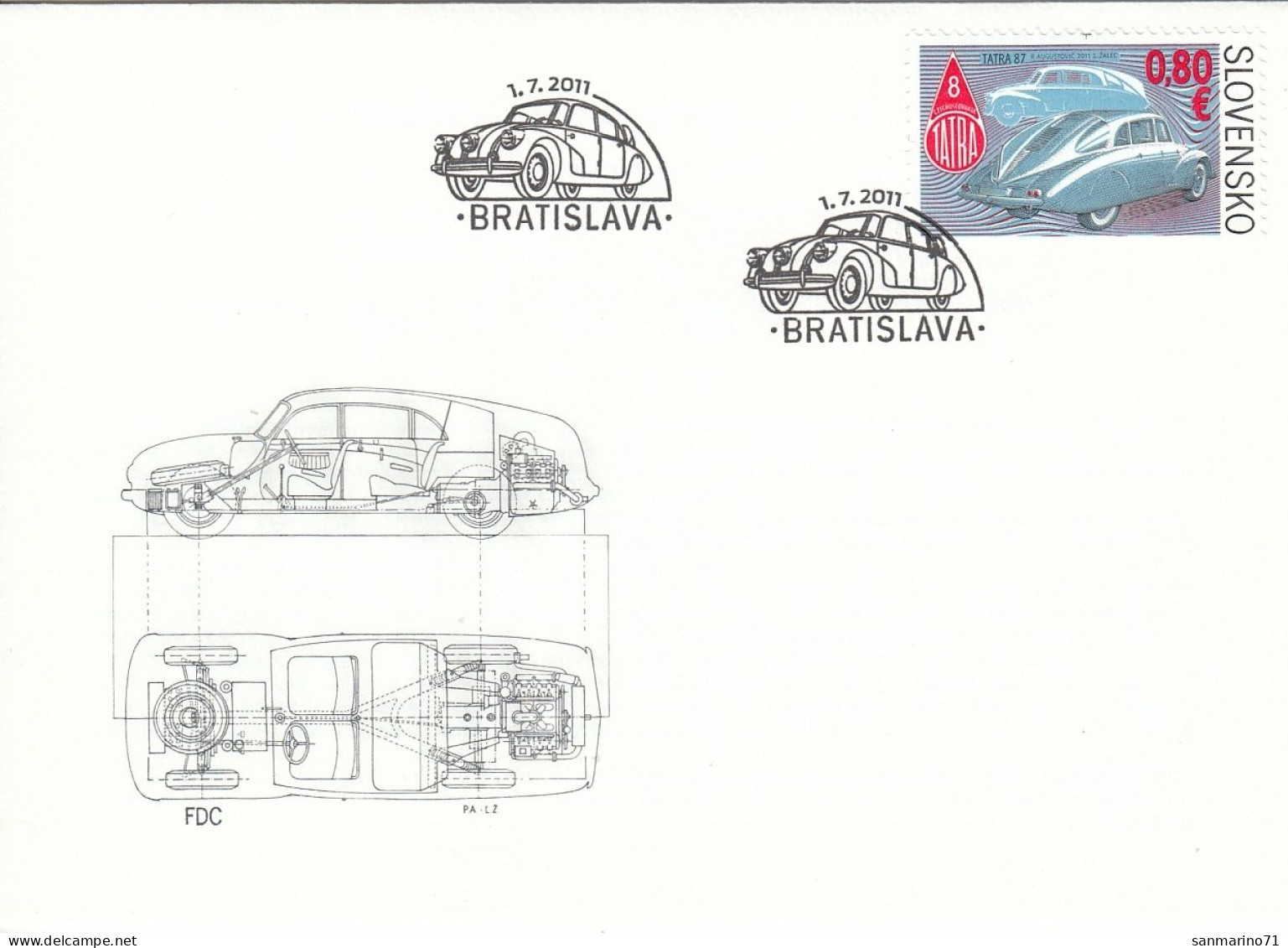 FDC SLOVAKIA 665,cars - FDC