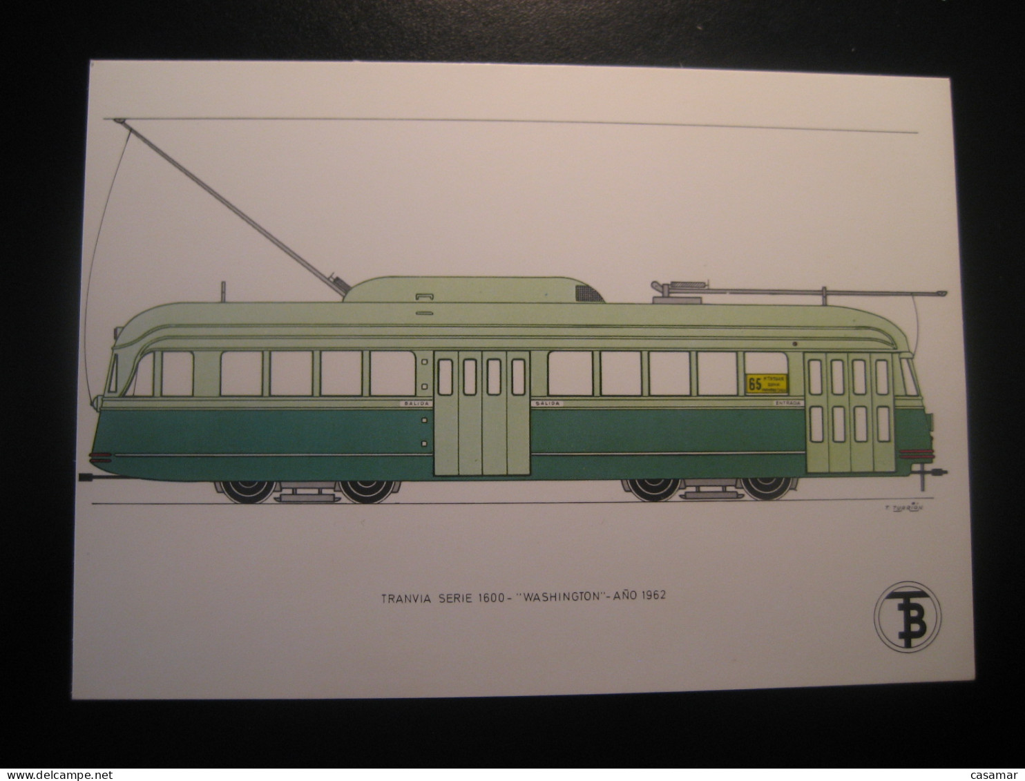 Tranvia Serie 1600 WASHINGTON 1962 Num. 65 Tram Tramway Postcard SPAIN Barcelona TB - Tramways