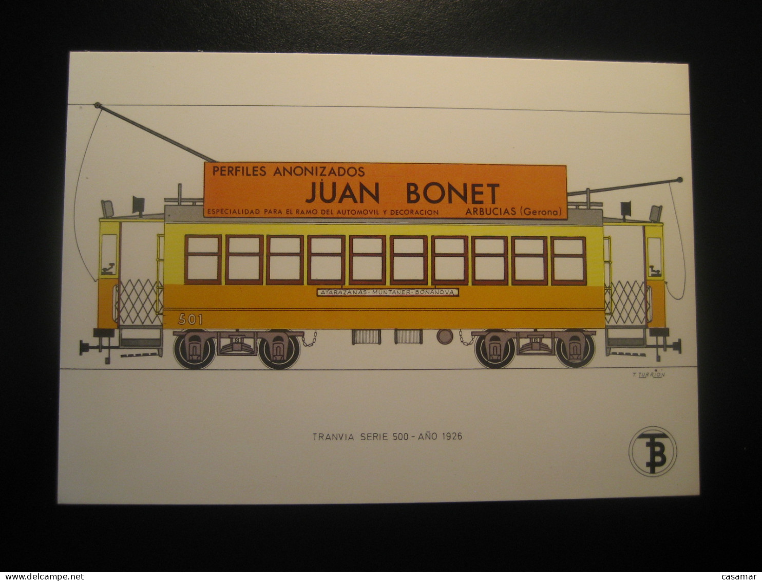 Tranvia Serie 500 1926 Advertising JUAN BONET Arbucias Arbucies Gerona Girona Tram Tramway Postcard SPAIN Barcelona TB - Tramways