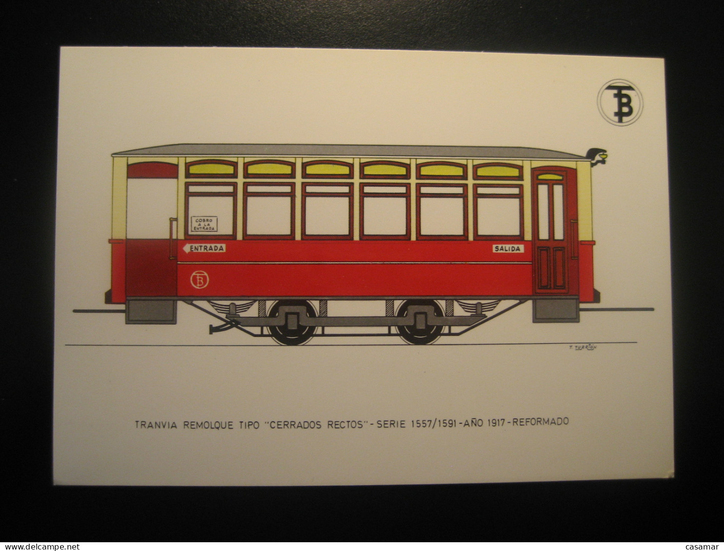 Tranvia Remolque Tipo Cerrados Rectos 1917 Tram Tramway Postcard SPAIN Barcelona TB - Tramways