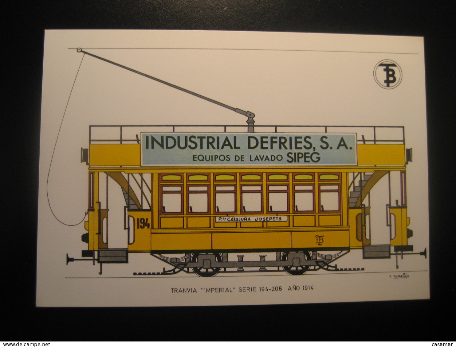 Tranvia IMPERIAL Serie 194/208 1914 Advertising INDUSTRIAL DEFRIES SA SIPEG Tram Tramway Postcard SPAIN Barcelona TB - Tramways