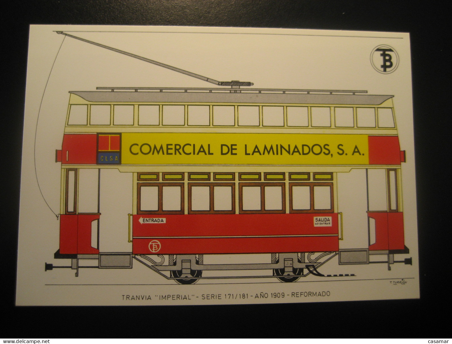 Tranvia IMPERIAL Serie 171/181 Advertising COMERCIAL DE LAMINADOS SA Tram Tramway Postcard SPAIN Barcelona TB - Strassenbahnen