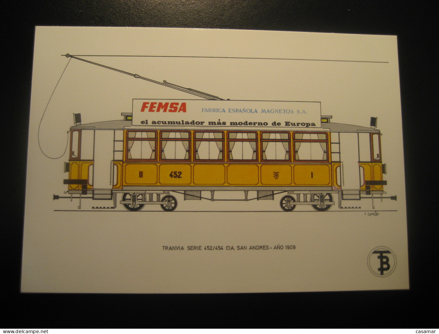 Tranvia Cia SAN ANDRES 1909 Advertising FEMSA Fabrica Española Magnetos Physics Tram Tramway Postcard SPAIN Barcelona TB - Tram