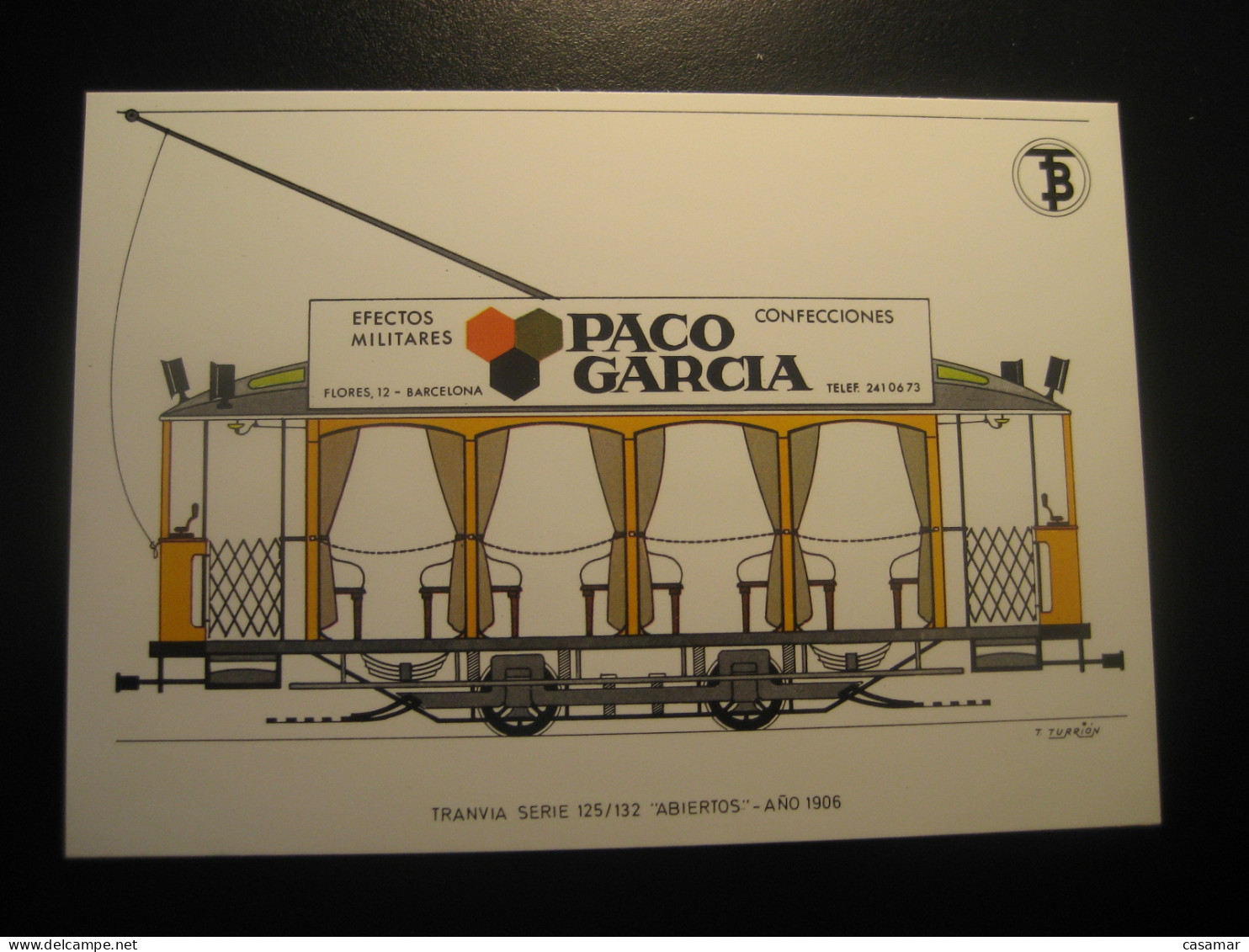 Tranvia ABIERTOS 1906 Advertising PACO GARCIA Efecto Militares Militar Military Tram Tramway Postcard SPAIN Barcelona TB - Tram