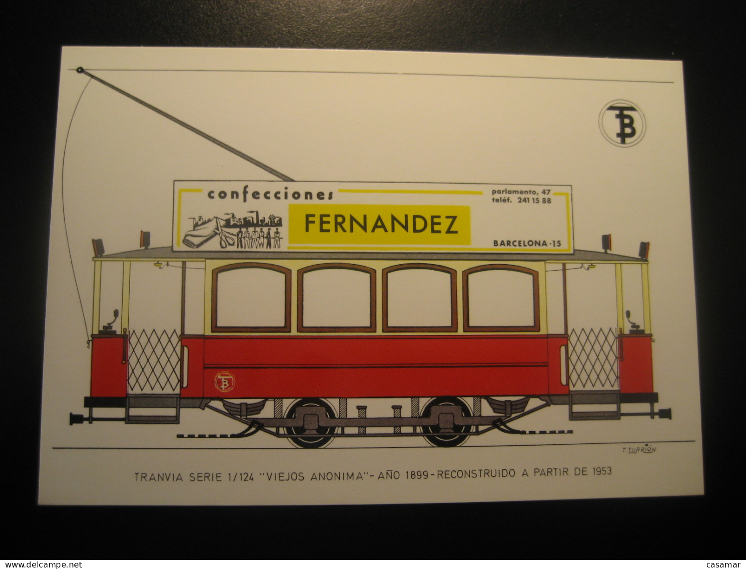 Tranvia Viejos Anonima 1899 Advertising CONFECCIONES FERNANDEZ Tram Tramway Postcard SPAIN Barcelona TB - Tramways