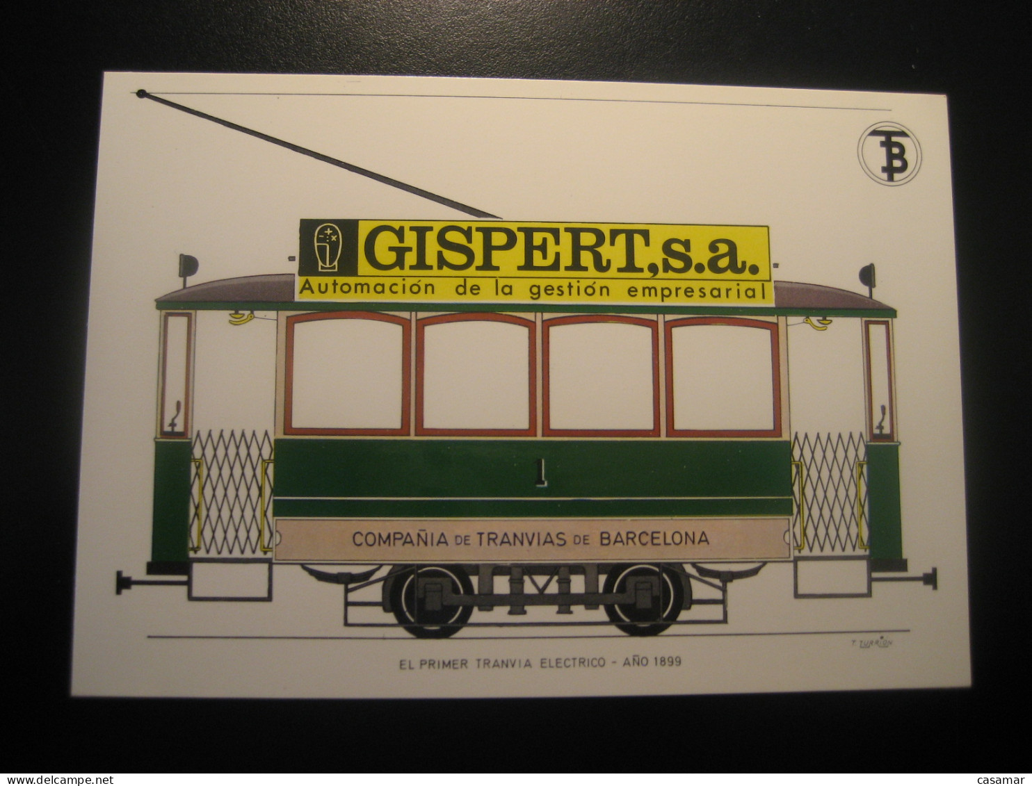 El Primer Tranvia Electrico 1899 Advertising GISPERT SA Tram Tramway Postcard SPAIN Barcelona TB - Tram