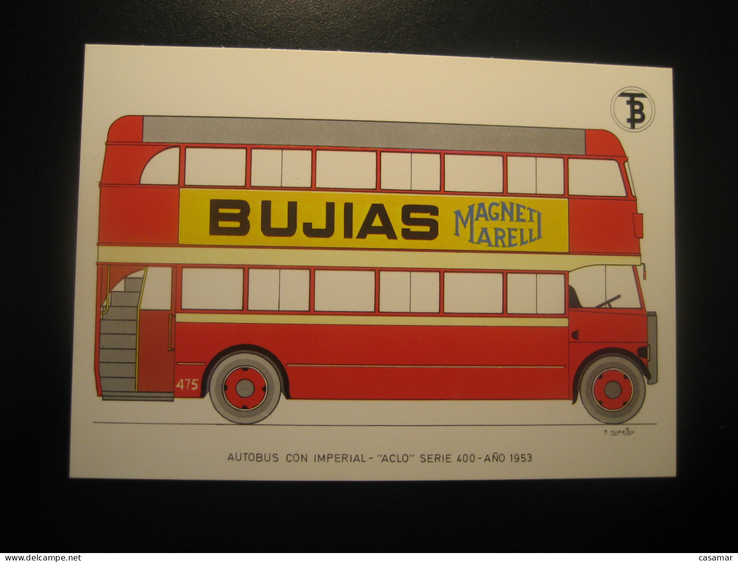 AUTOBUS Con IMPERIAL Aclo 1953 Advertising BUJIAS MAGNETI MARELLI Bus Coach Autobus Postcard SPAIN Barcelona TB - Bus & Autocars