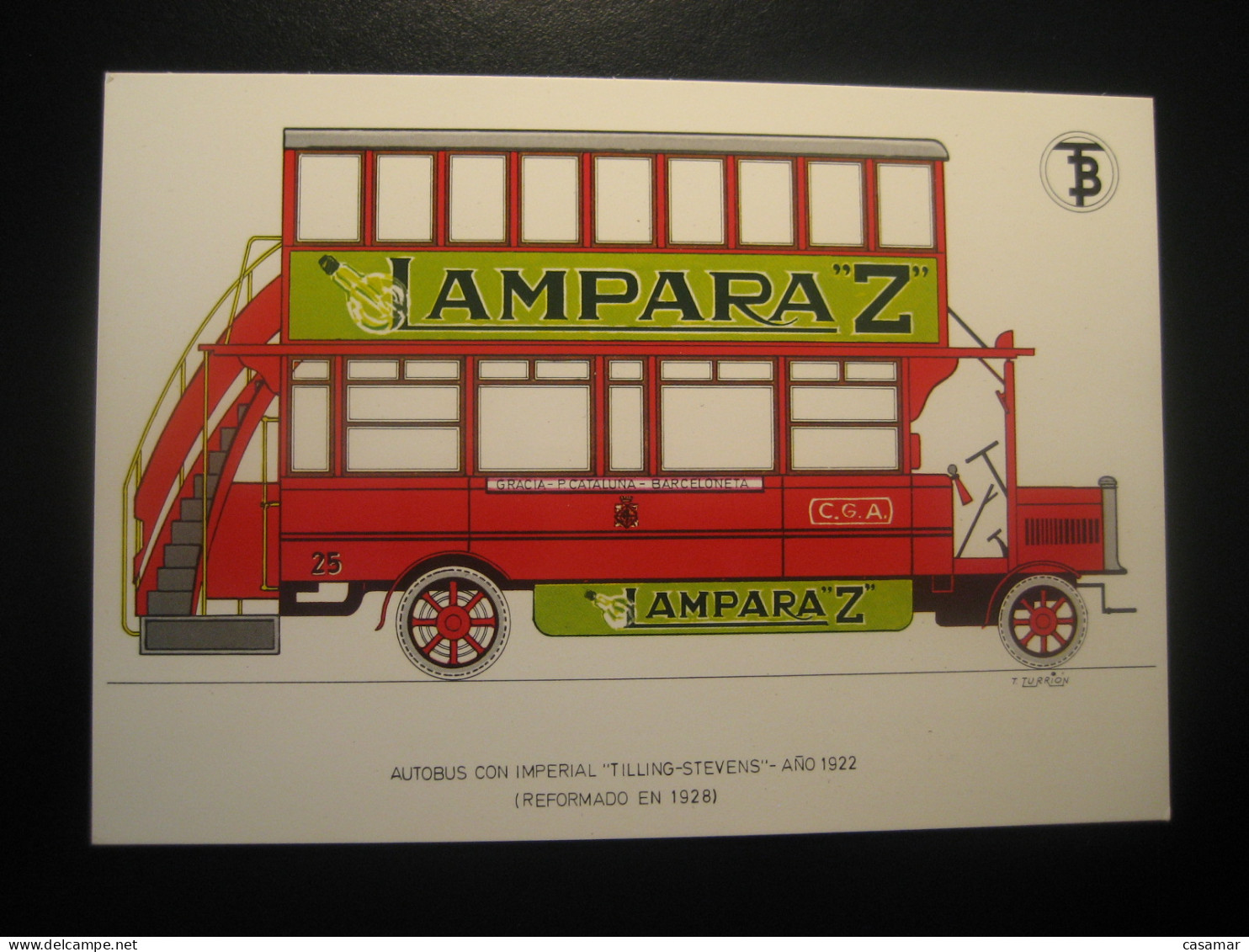 AUTOBUS Imperial Tilling-Stevens 1922 Advertising LAMPARA Z Bus Coach Autobus Postcard SPAIN Barcelona TB - Buses & Coaches