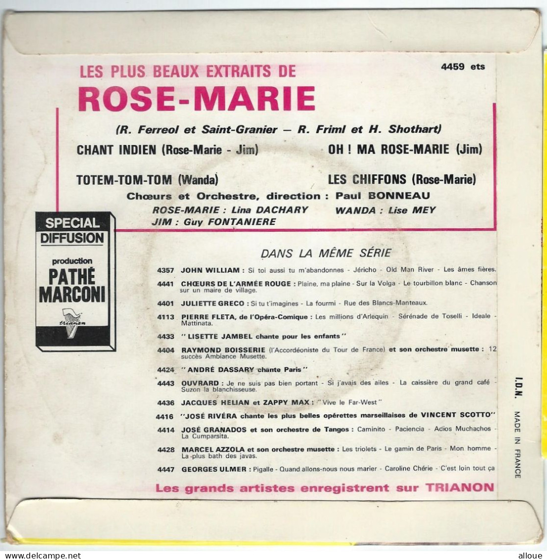 LINDA DACHARY, GUY FONTAGNERE ET GISE MAY -  FR EP -  EXTRAITS DE ROSE-MARIE - OH MA ROSE-MARIE + 3 - Andere - Franstalig