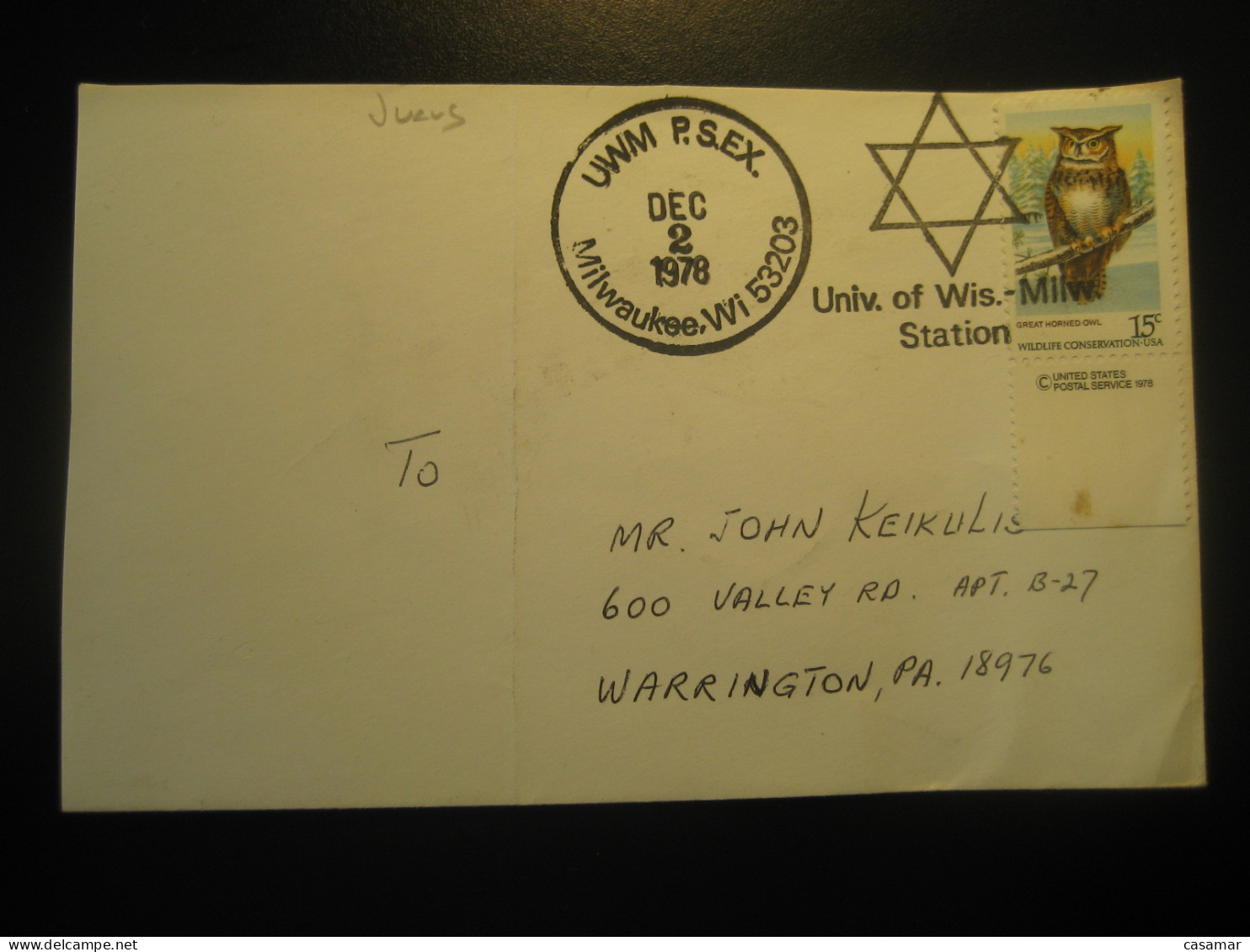 MILWAUKEE 1978 UWM Univ. Of Wis.-Milw. Jewish Judaism Cover AAT Australian Antarctic Territory Antarctics Antarctica - Jewish