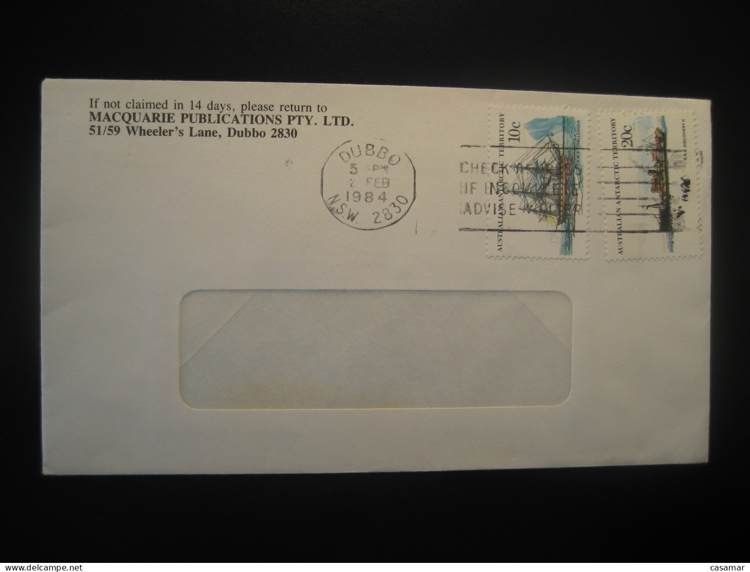 DUBBO 1984 R.R.S. Discovery II Ship Cancel Cover AAT Australian Antarctic Territory Antarctiqu Antarctica Australia - Briefe U. Dokumente