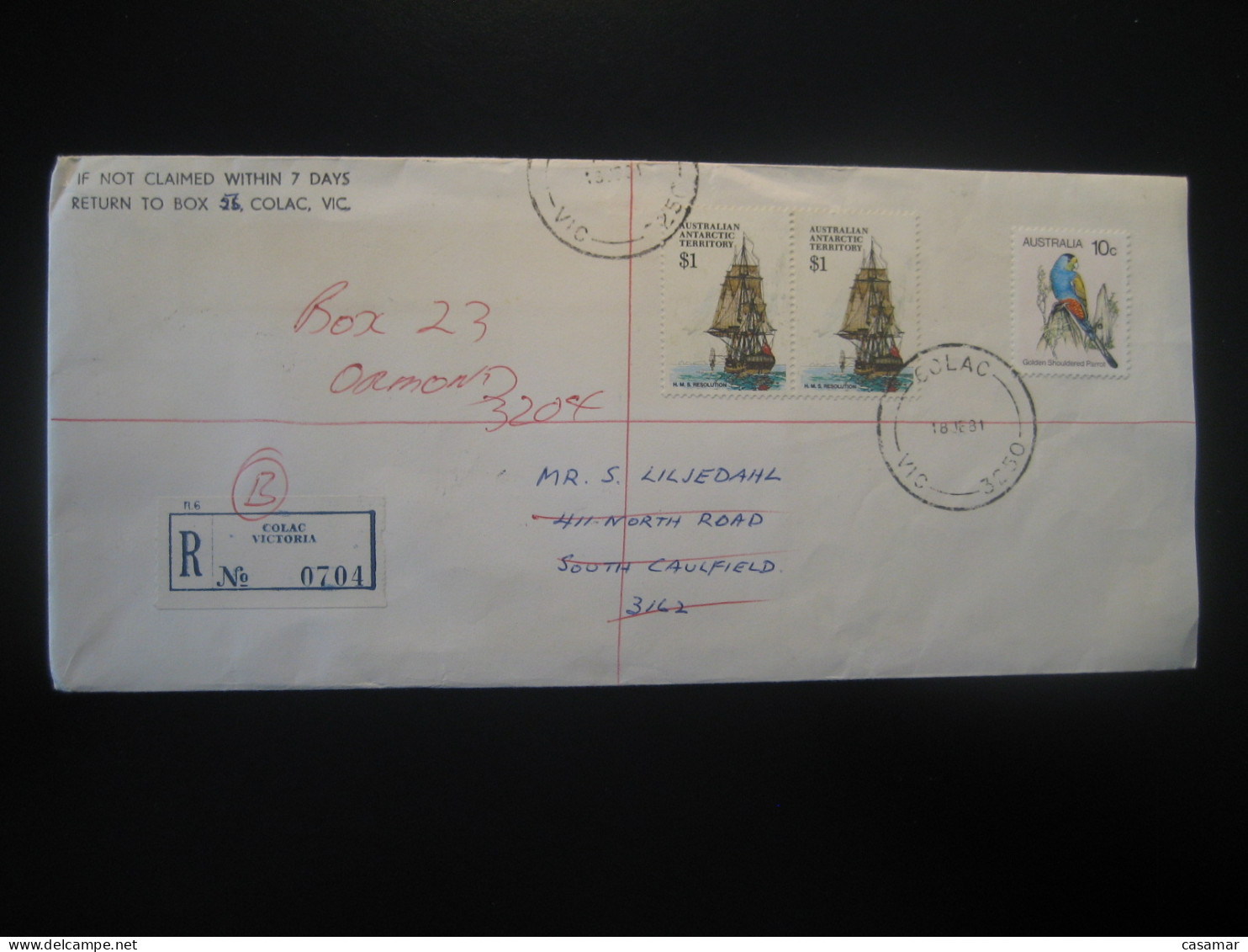 COLAC 1981 H. M. S. Resolution Ship Registered Cover AAT Australian Antarctic Territory Antarctiqu Antarctica Australia - Briefe U. Dokumente