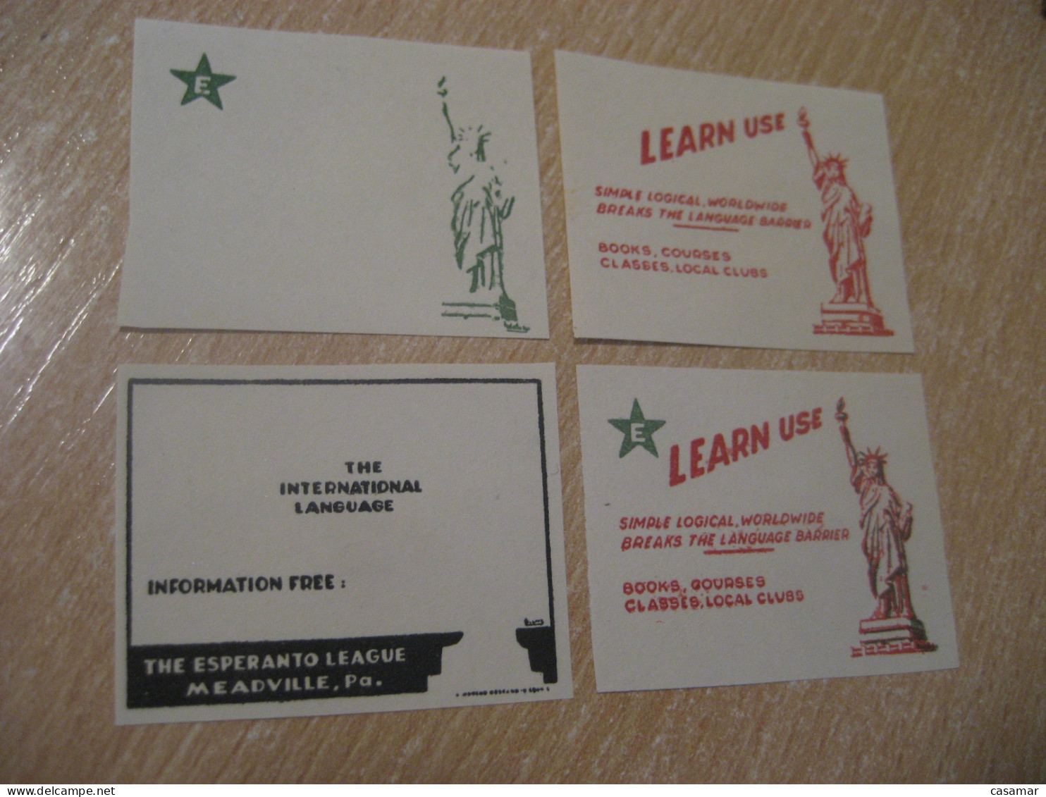 MEADVILLE PA Esperanto Liberty Statue Architecture Error Proof Druck Colour Imperforated 4 Poster Stamp Vignette USA - Essais, Réimpressions & Specimens