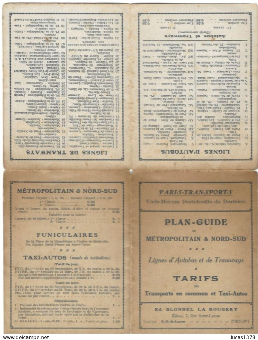 ANCIEN PLAN GUIDE METROPOLITAIN NORD SUD / AUTOBUS ET TRAMWAYS / RARE - Sonstige & Ohne Zuordnung