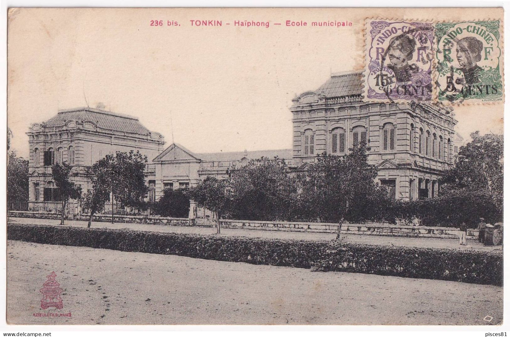 1921 Indochine Picture Postcard From HAIPHONG To VIENNE, FRANCE - Lettres & Documents