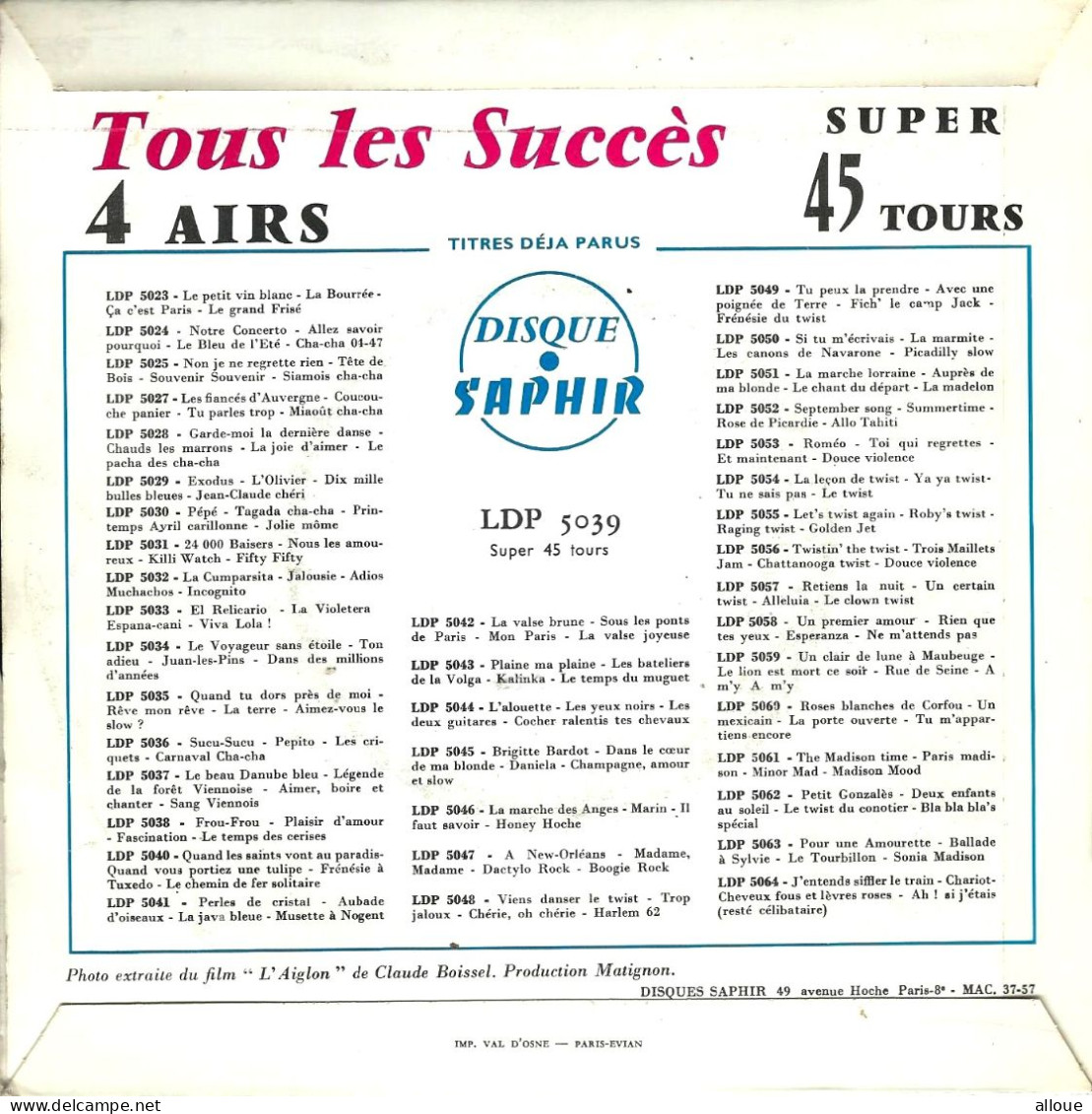 DOMINIQUE CHANTEL ET L'ORCHESTRE DE VALSES DE SCHOENBRUN -  FR EP -  L'A VEUVE JOYEUSE + 3 - Opera / Operette