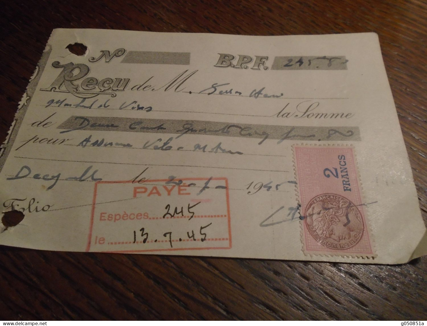 1945 - AVEYRON Pour  Decazeville) Lettre De FACTURE  Avec   TP/ FISCAL   N° 127  +3 Photos - Lettres & Documents