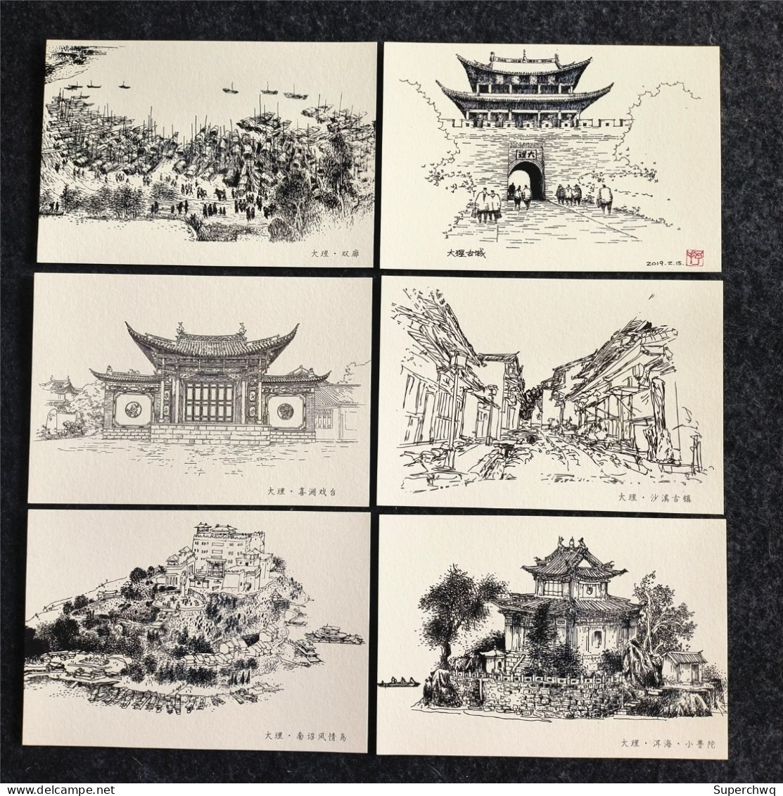 China Postcard 10 Light Colored Hand-painted Postcards From Dali, Yunnan - China