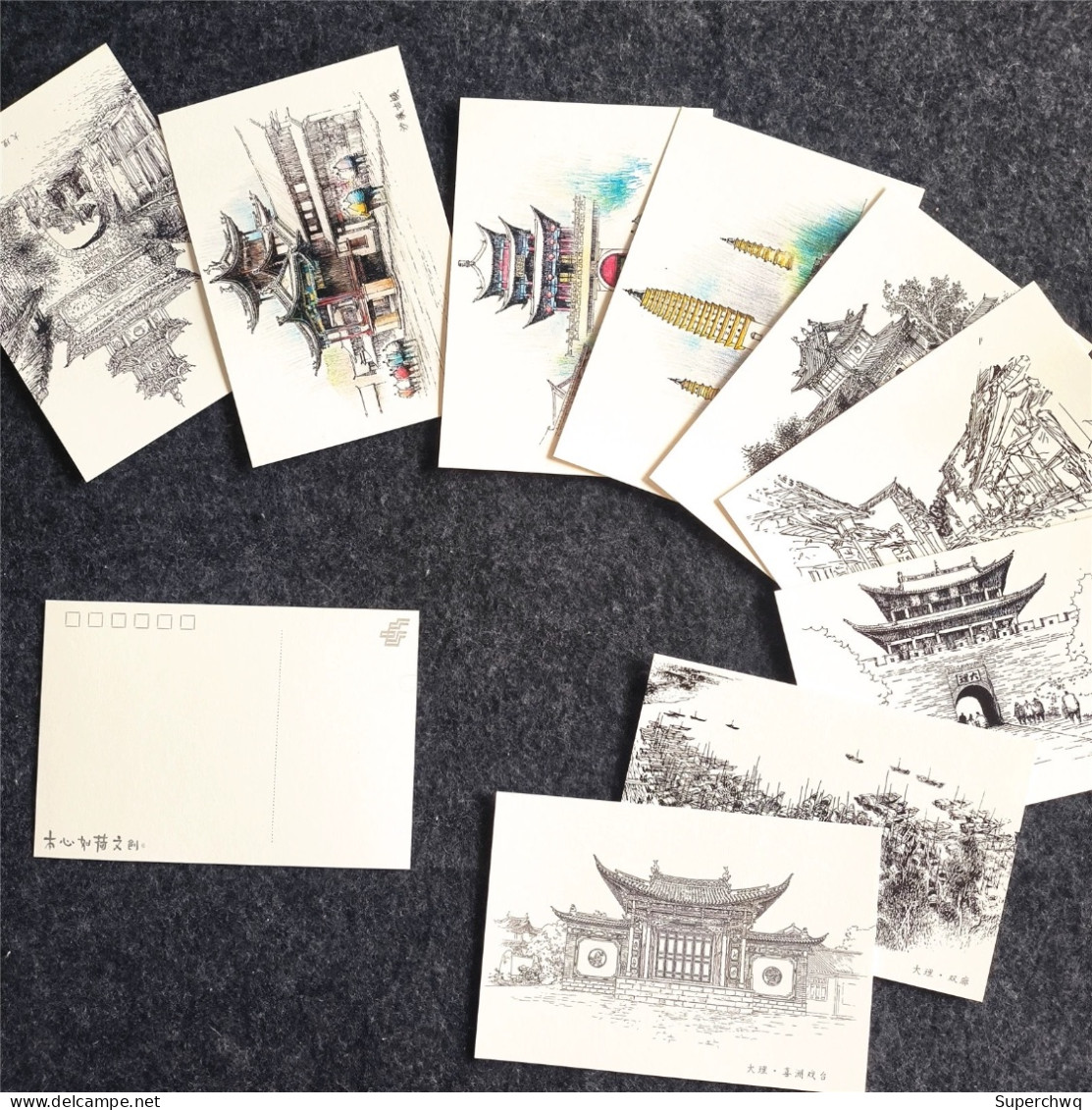 China Postcard 10 Light Colored Hand-painted Postcards From Dali, Yunnan - Chine