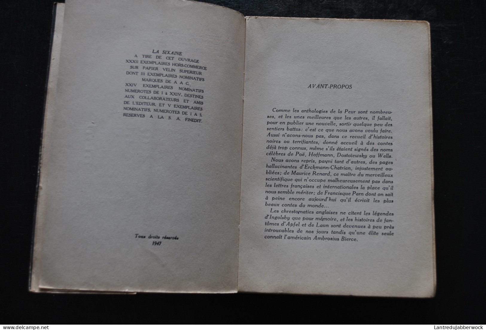 Jean Ray La Gerbe Noire  Edité Par LA SIXAINE, NIVELLES, 1947 EO Littérature Belge Fantastique - John Flanders De Kremer - Fantastic