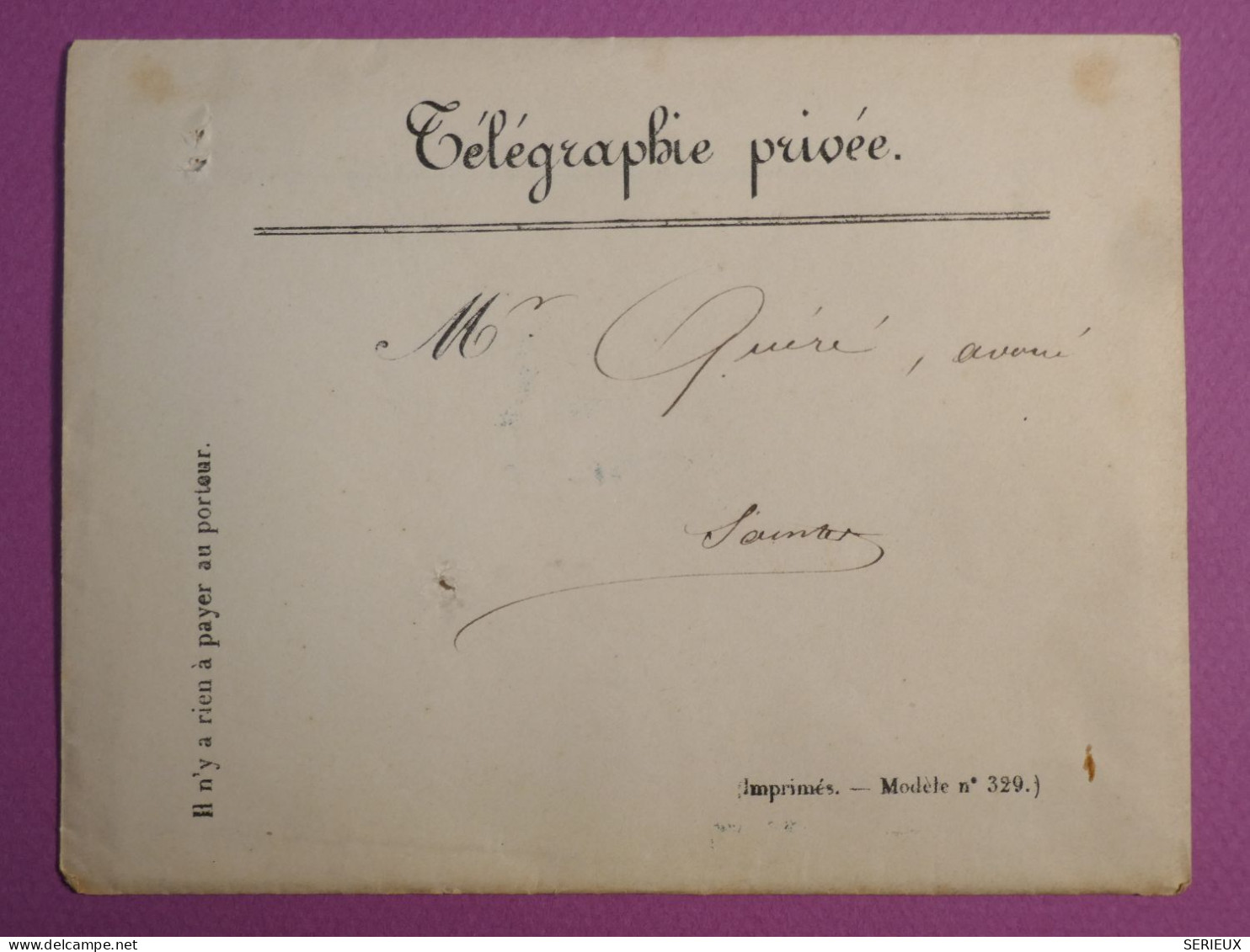 DL 1 FRANCE   LETTRE TELEGRAMME PRIVé RARE 1863 NAPOLEON A  SAINTES     + +AFF.  INTERESSANT+ + - Telegraph And Telephone