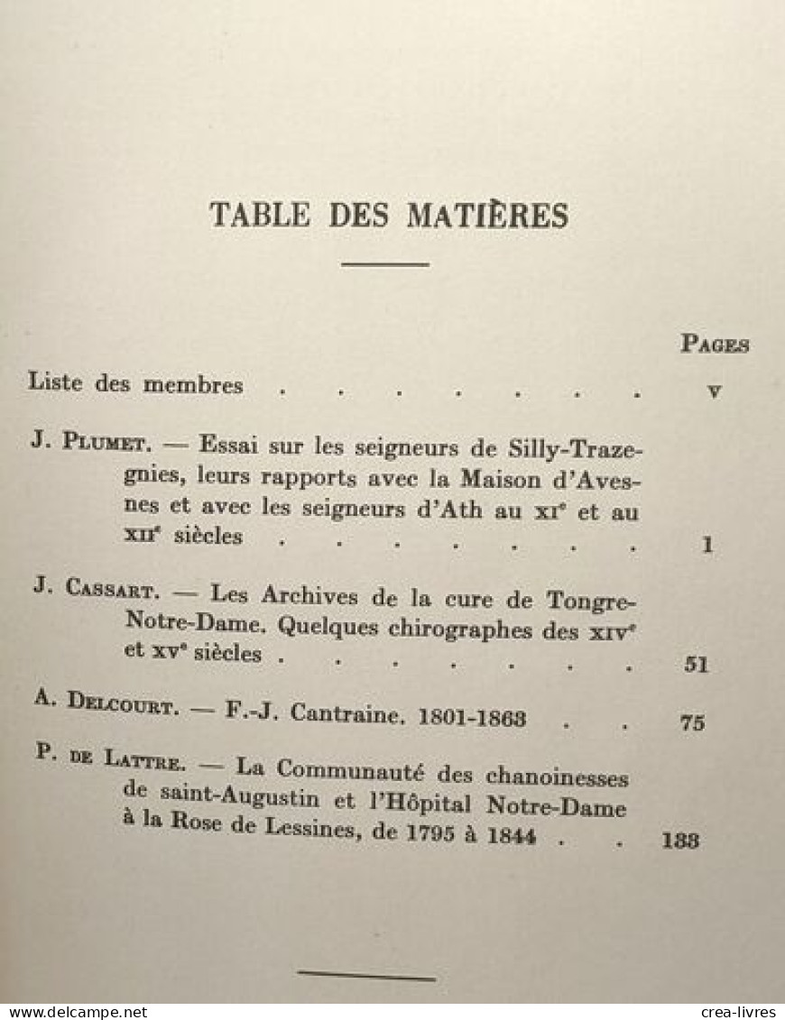 Annales Du Cercle Royal Archéologique D'Ath Et De La Région - TOME XXXVI - 1952 - Archäologie