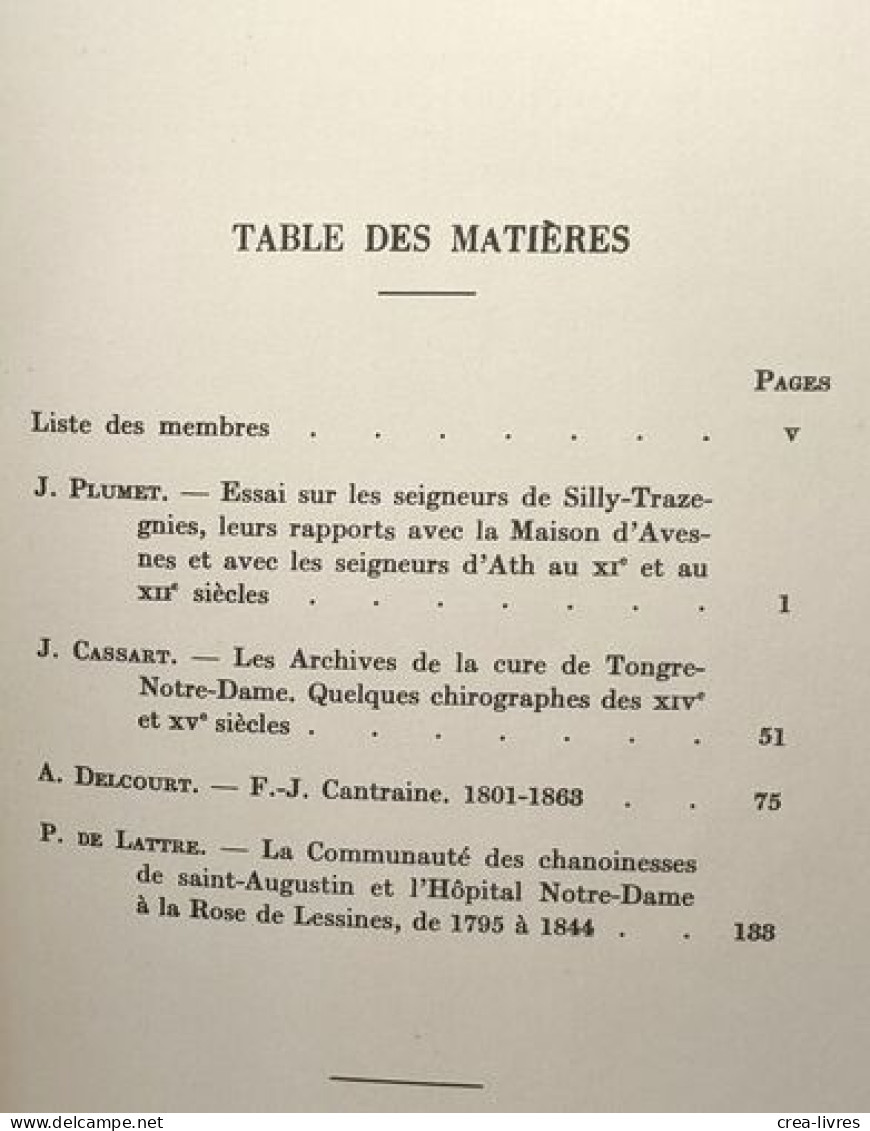 Annales Du Cercle Royal Archéologique D'Ath Et De La Région - TOME XXXVI - 1952 - Archéologie