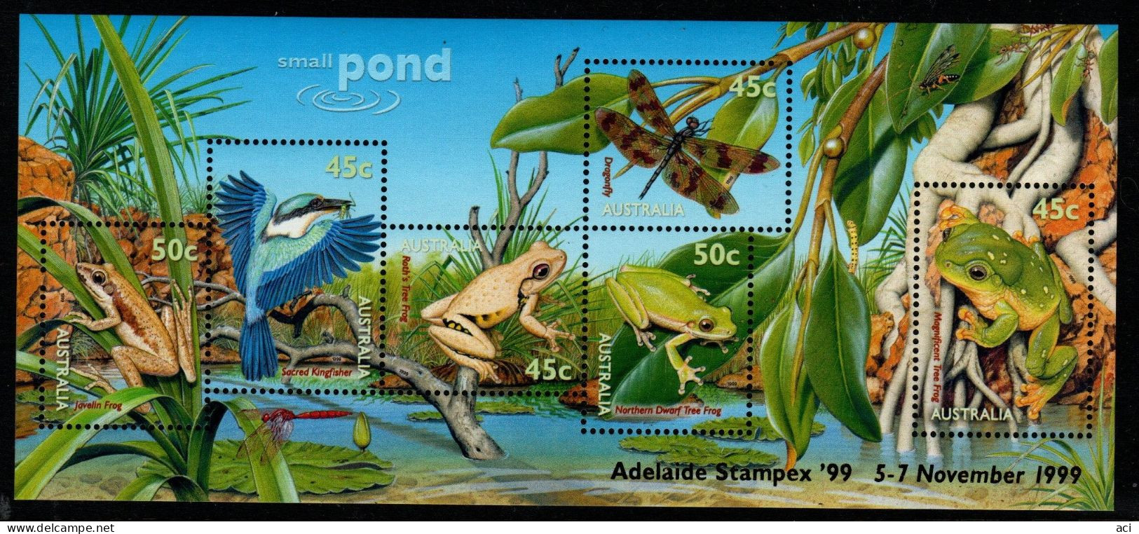 Australia  1999 Small Pond Opt Adelaide Stampex99 In Gold ,souvenir Sheet,,Mint Never Hinged - Mint Stamps