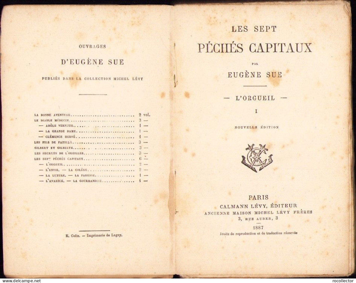 Les Sept Péchés Capitaux L’orgueil Par Eugen Sue 1887 Tome I+II C4121N - Livres Anciens